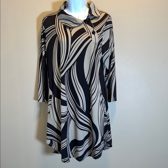 R & B Collection Women’s Stylish Brown and Beige Swirl Tunic/Dress SZ XL - Picture 1 of 12